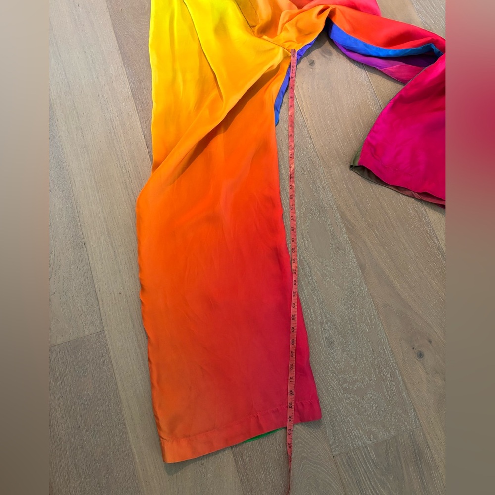 BRUCE GLEN Cupro Sunrise Prism Wide Leg Trouser Pants Rainbow size 29 NEW - Picture 14 of 15